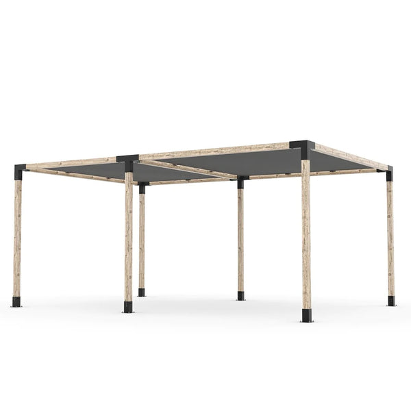 Toja Grid Double Pergola Kit with 2 SHADE SAILS for 4x4 Wood Posts, 12' x 18' -Graphite