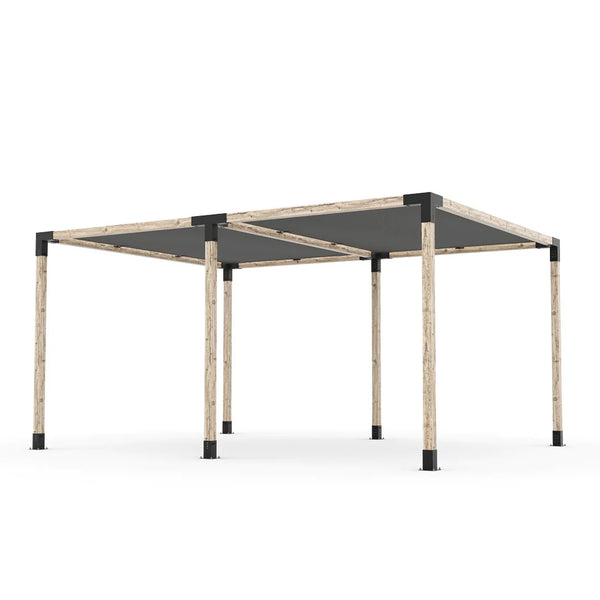 Toja Grid Double Pergola Kit with 2 SHADE SAILS for 4x4 Wood Posts, 12' x 16' -Graphite