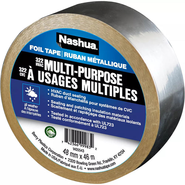 1.89 in x 50.3 yd 322 Multi-Purpose HVAC Foil Tape