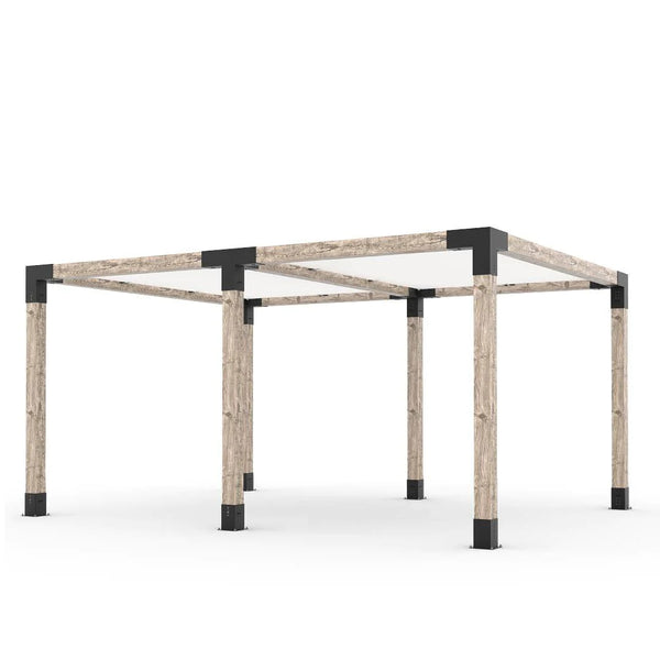 Toja Grid Double Pergola Kit with 2 SHADE SAILS for 6x6 Wood Posts, 12' x 16' -White