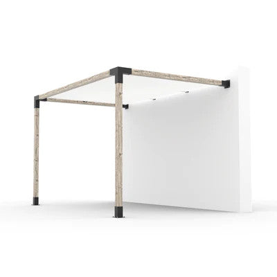 Toja Grid Wall Mount Pergola Kit with SHADE SAIL for 4x4 Wood Posts, 8' x 12' -White