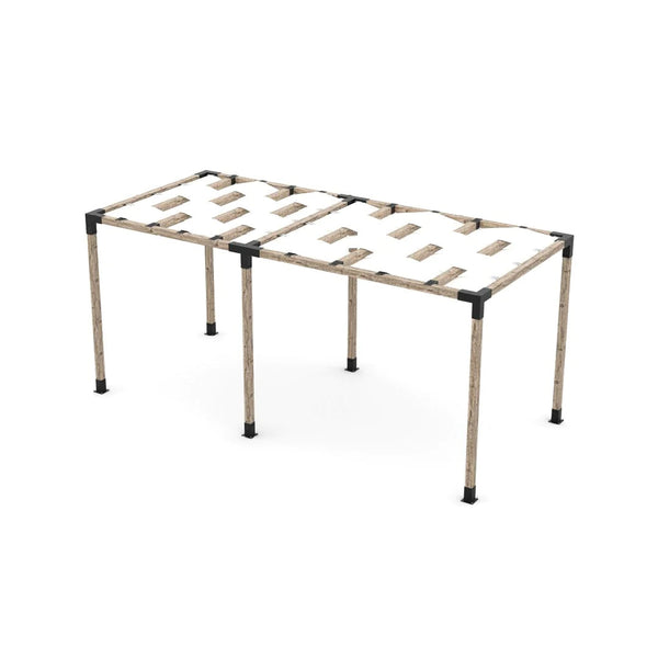 Toja Grid Double Pergola Kit with Wave Shades for 4x4 Wood Posts, 8' x 18' -White