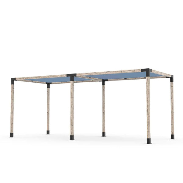 Toja Grid Double Pergola Kit with 2 SHADE SAILS for 4x4 Wood Posts, 8' x 20' -Denim