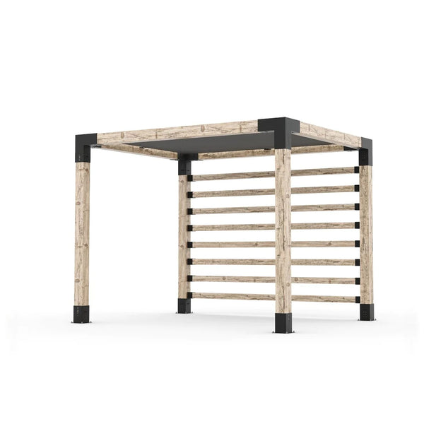 Toja Grid Pergola Kit with Post Wall for 6x6 Wood Posts, 8' x 10' -Graphite