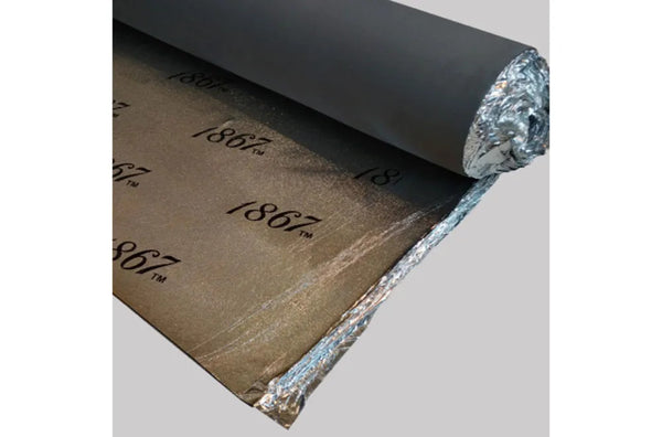 1867 Sono+ Underlayment Black 2mm x 48'' x 50’ EVA (Aluminium film + 3» overlap & 2 way tape), 200 sqft/roll, F(IIC) - 50