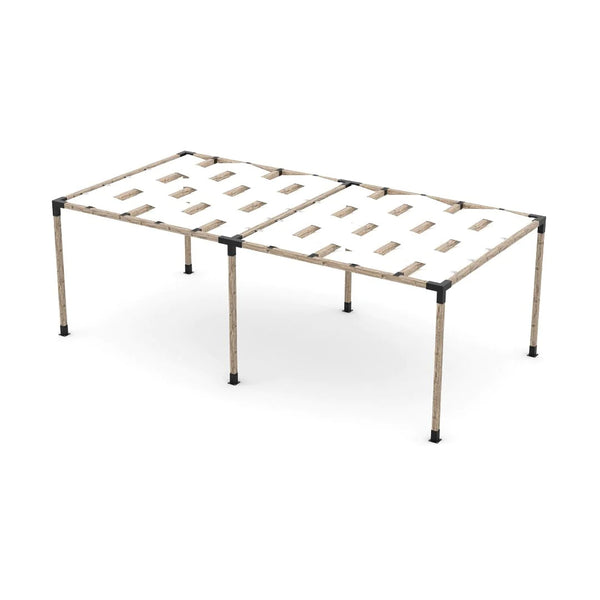 Toja Grid Double Pergola Kit with Wave Shades for 4x4 Wood Posts, 12' x 22' -White
