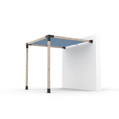 Toja Grid Wall Mount Pergola Kit with SHADE SAIL for 4x4 Wood Posts, 8' x 8' -Denim