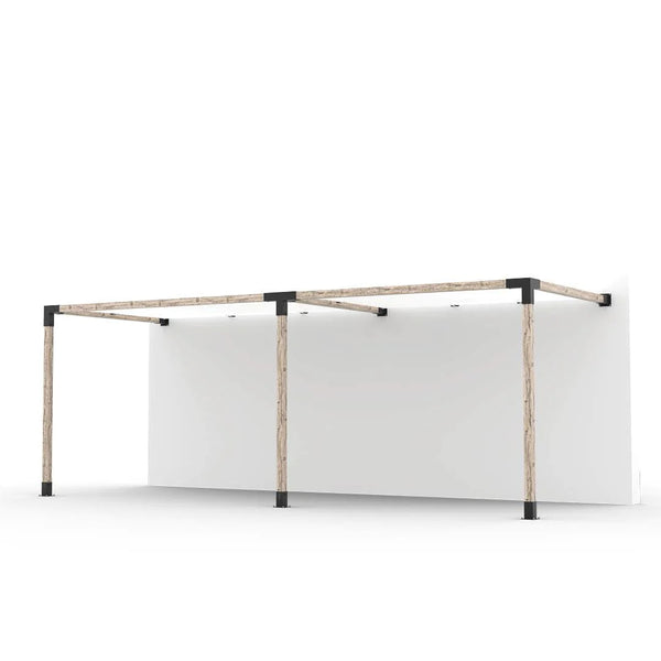 Toja Grid Double Wall Mount Pergola Kit with 2 SHADE SAILS for 4x4 Wood Posts, 8' x 22' -White
