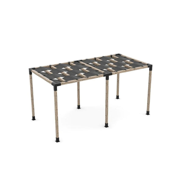 Toja Grid Double Pergola Kit with Wave Shades for 4x4 Wood Posts, 8' x 16' -Graphite