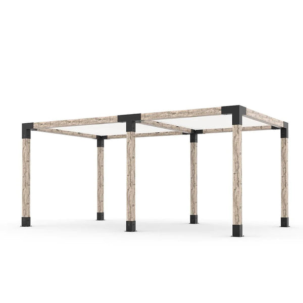 Toja Grid Double Pergola Kit with 2 SHADE SAILS for 6x6 Wood Posts, 10' x 18' -White