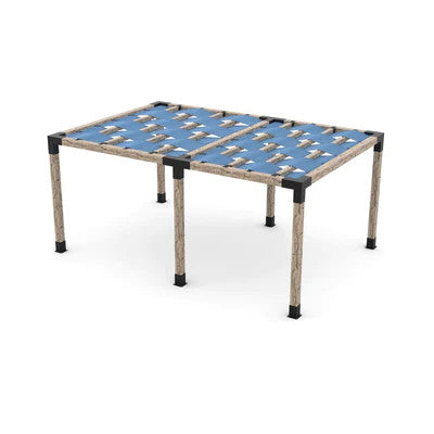 Toja Grid Double Pergola Kit with Wave Shades for 6x6 Wood Posts, 12' x 18' -Denim