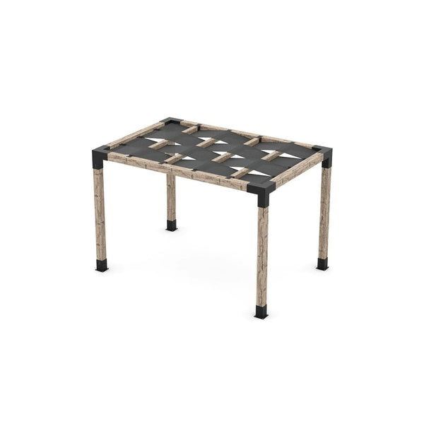 Toja Grid Pergola Kit with Wave Shades for 6x6 Wood Posts, 8' x 12' -Graphite
