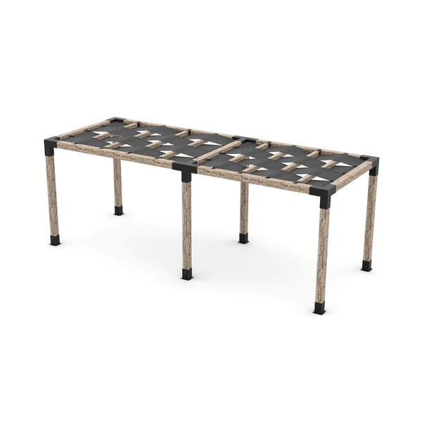 Toja Grid Double Pergola Kit with Wave Shades for 6x6 Wood Posts, 8' x 22' -Graphite