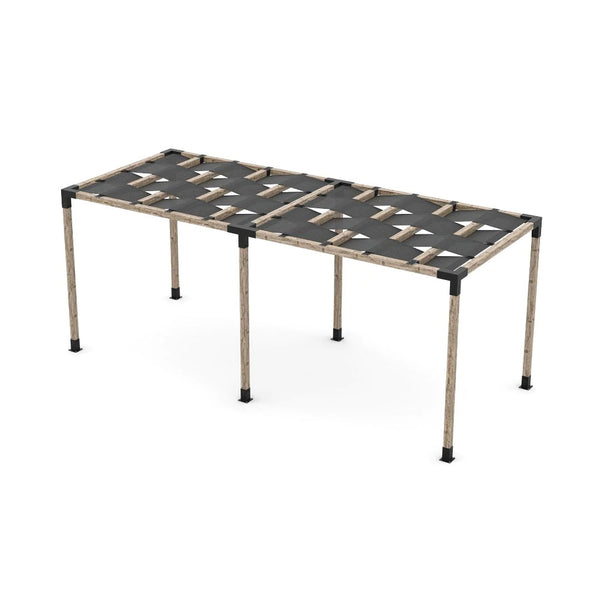Toja Grid Double Pergola Kit with Wave Shades for 4x4 Wood Posts, 8' x 20' -Graphite