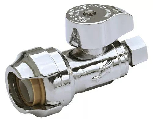 SharkBite 1/2-inch x 3/8-inch Compression Chrome Straight Stop