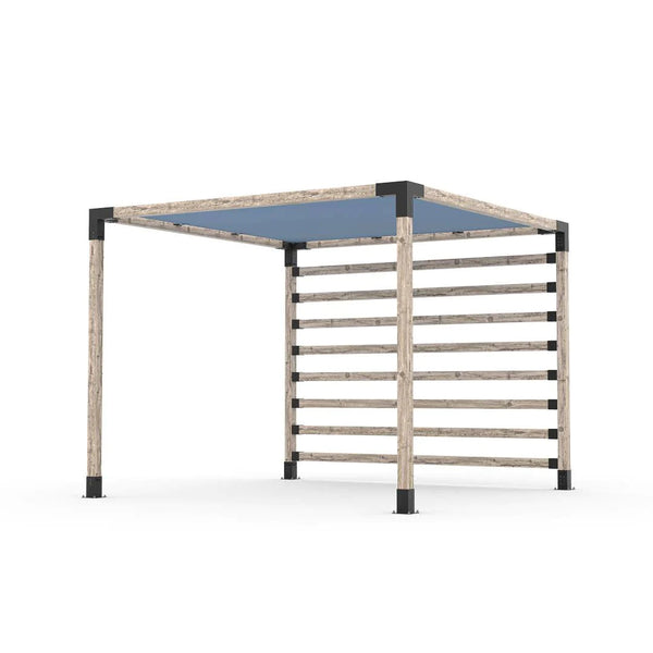 Toja Grid Pergola Kit with Post Wall for 4x4 Wood Posts, 10' x 10' -Denim