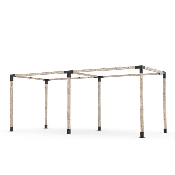 Toja Grid Double Pergola Kit with 2 SHADE SAILS for 4x4 Wood Posts, 8' x 20' -White