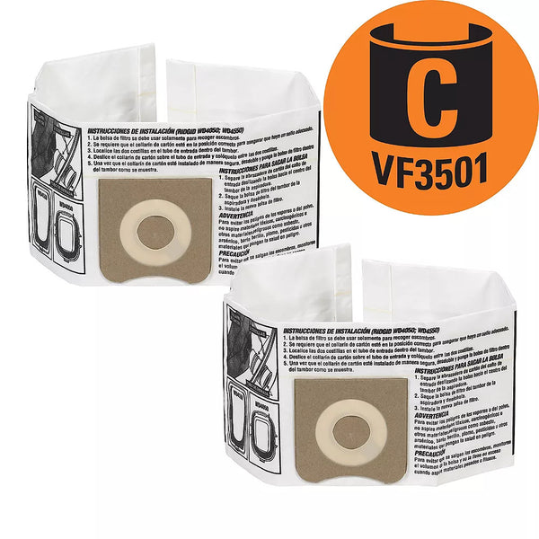RIDGID Vacuum Dust Bags VF3501 Type C - 11 L to 17 L (2-Pack)