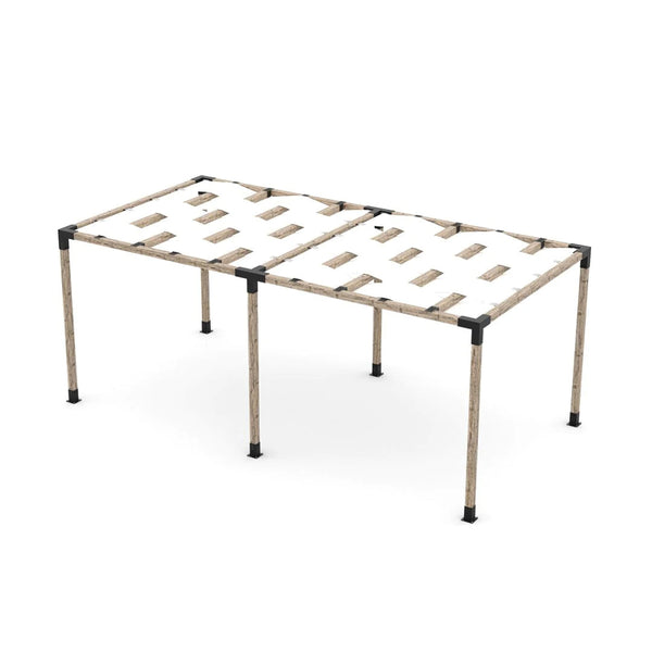 Toja Grid Double Pergola Kit with Wave Shades for 4x4 Wood Posts, 10' x 20' -White