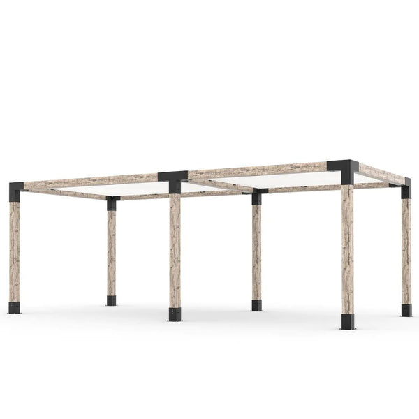 Toja Grid Double Pergola Kit with 2 SHADE SAILS for 6x6 Wood Posts, 10' x 22' -White