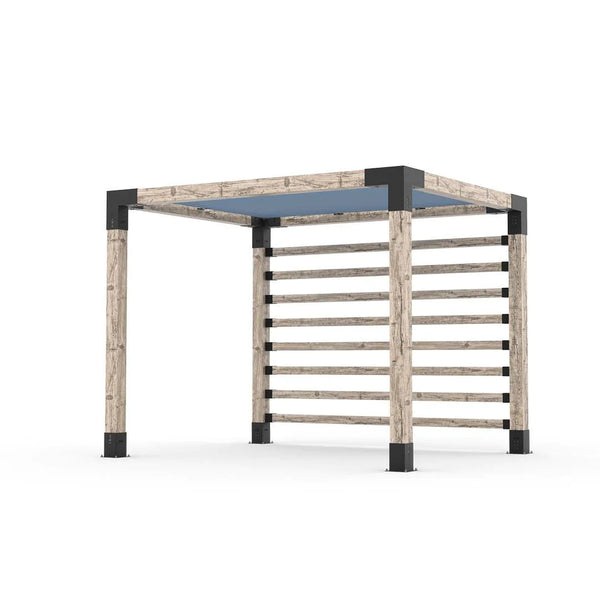 Toja Grid Pergola Kit with Post Wall for 6x6 Wood Posts, 8' x 10' -Denim