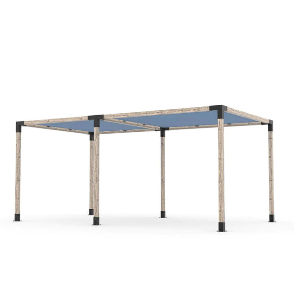 Toja Grid Double Pergola Kit with 2 SHADE SAILS for 4x4 Wood Posts, 10' x 18' -Denim