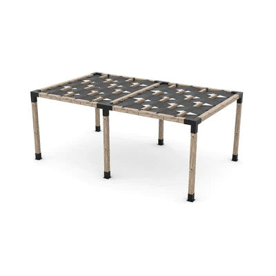 Toja Grid Double Pergola Kit with Wave Shades for 6x6 Wood Posts, 12' x 20' -Graphite