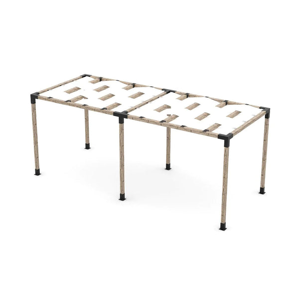 Toja Grid Double Pergola Kit with Wave Shades for 4x4 Wood Posts, 8' x 20' -White