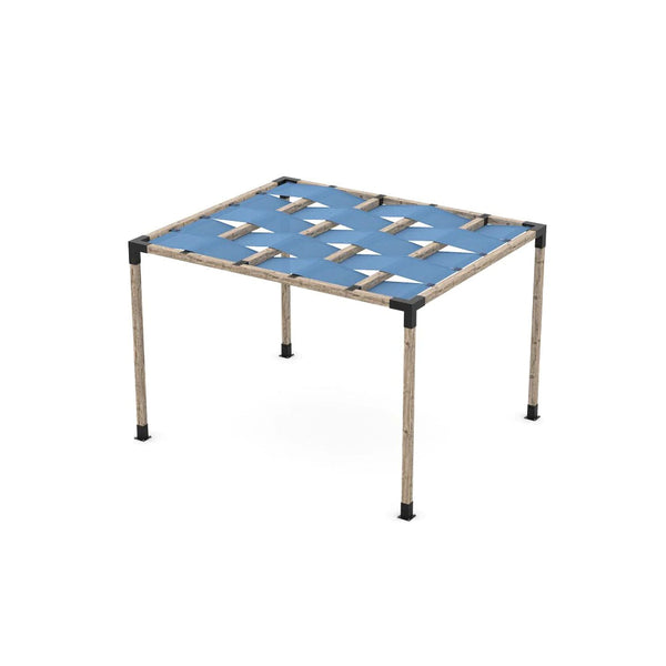 Toja Grid Pergola Kit with Wave Shades for 4x4 Wood Posts, 10' x 12' -Denim