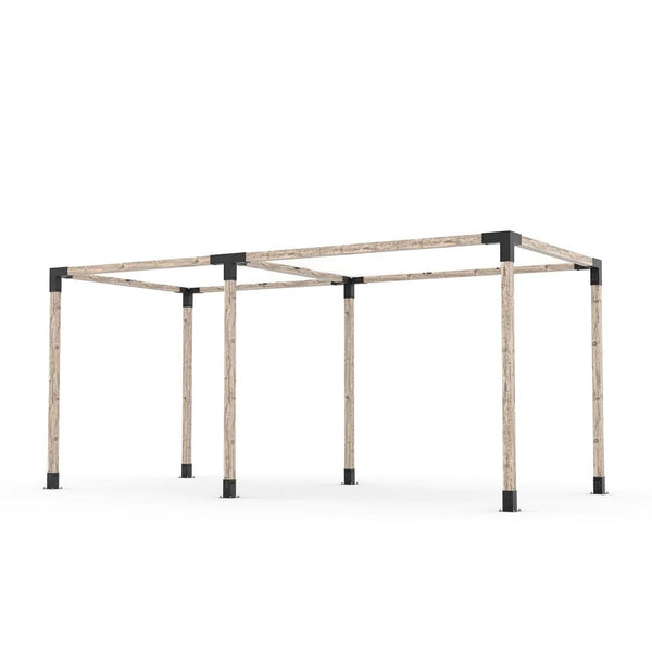 Toja Grid Double Pergola Kit with 2 SHADE SAILS for 4x4 Wood Posts, 8' x 18' -White