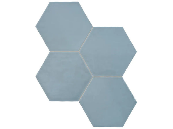 Anatolia 6 in (15 cm) Hexagon Teramoda Glossy Pressed Glazed Ceramic, SKY