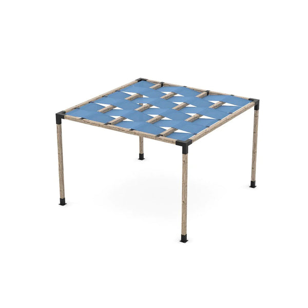 Toja Grid Pergola Kit with Wave Shades for 4x4 Wood Posts, 12' x 12' -Denim