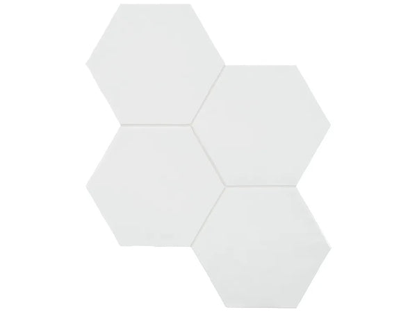 Anatolia 6 in (15 cm) Hexagon Teramoda Glossy Pressed Glazed Ceramic, POWDER