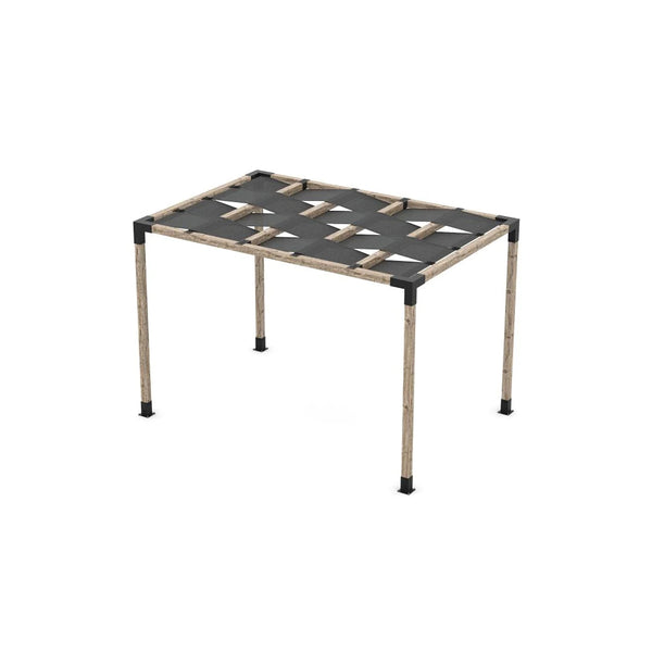 Toja Grid Pergola Kit with Wave Shades for 4x4 Wood Posts, 8' x 12' -Graphite