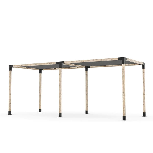 Toja Grid Double Pergola Kit with 2 SHADE SAILS for 4x4 Wood Posts, 8' x 20' -Graphite