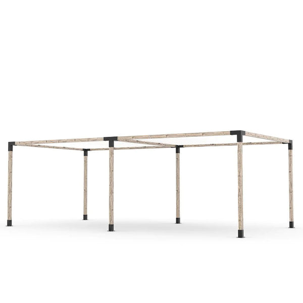 Toja Grid Double Pergola Kit with 2 SHADE SAILS for 4x4 Wood Posts, 12' x 24' -White