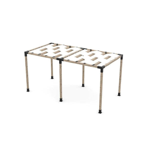 Toja Grid Double Pergola Kit with Wave Shades for 4x4 Wood Posts, 8' x 16' -White