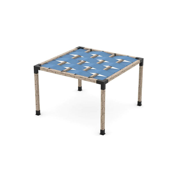 Toja Grid Pergola Kit with Wave Shades for 6x6 Wood Posts, 12' x 12' -Denim