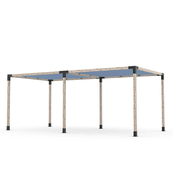 Toja Grid Double Pergola Kit with 2 SHADE SAILS for 4x4 Wood Posts, 10' x 20' -Denim