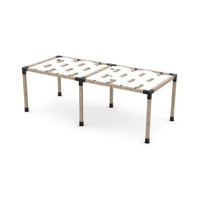 Toja Grid Double Pergola Kit with Wave Shades for 6x6 Wood Posts, 10' x 24' -White