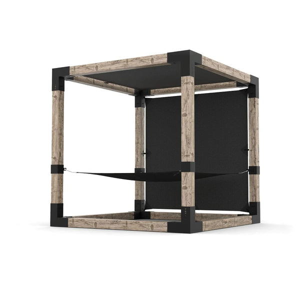 Toja Grid 2 Person HAMMOCK Kit with 2 SHADE SAIL for 6x6 Wood Posts With Black Hammock And Graphite Shade