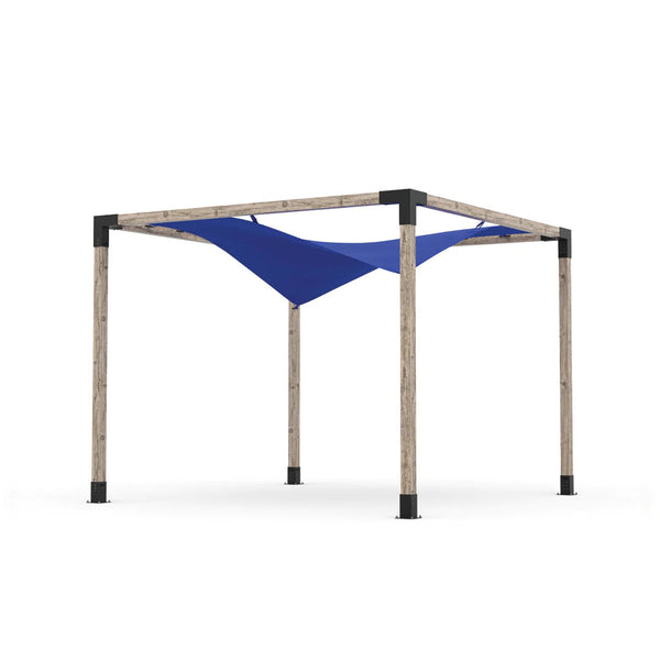 Toja Grid Pergola Kit with Waterproof Wing Top for 4x4 Wood Posts, 10' x 10' -Blue