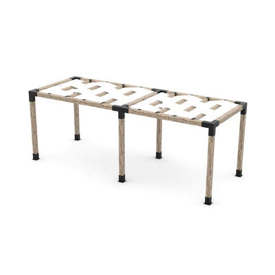Toja Grid Double Pergola Kit with Wave Shades for 6x6 Wood Posts, 8' x 22' -White
