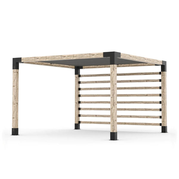 Toja Grid Pergola Kit with Post Wall for 6x6 Wood Posts, 12' x 12' -Graphite