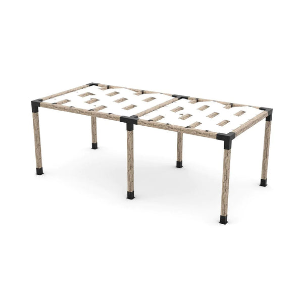 Toja Grid Double Pergola Kit with Wave Shades for 6x6 Wood Posts, 10' x 22' -White