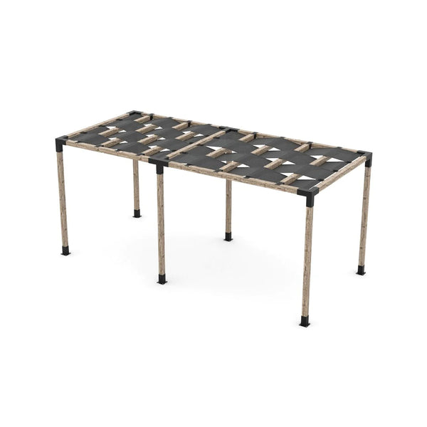 Toja Grid Double Pergola Kit with Wave Shades for 4x4 Wood Posts, 8' x 18' -Graphite