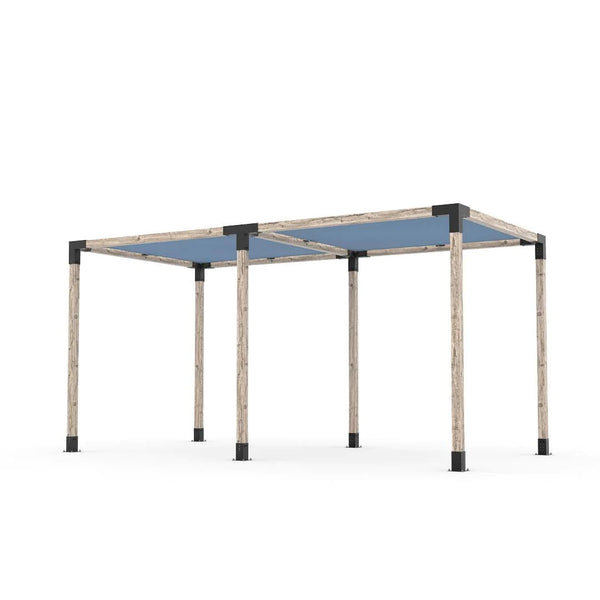 Toja Grid Double Pergola Kit with 2 SHADE SAILS for 4x4 Wood Posts, 8' x 16' -Denim