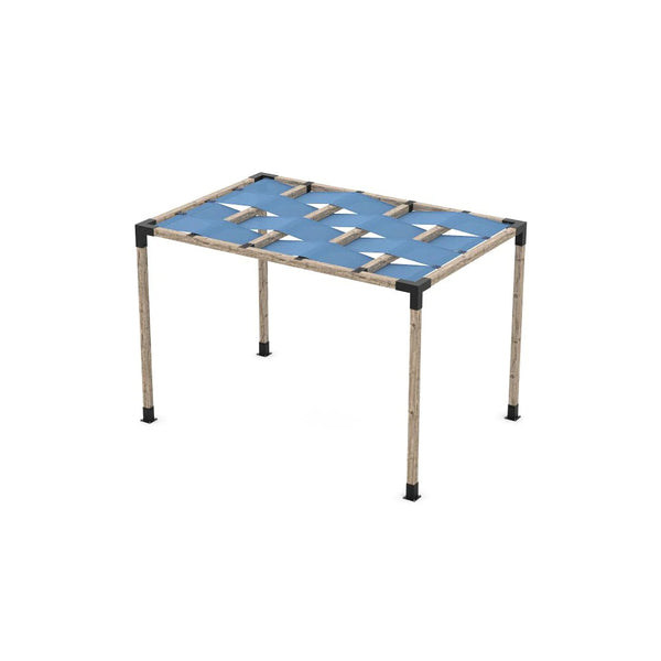 Toja Grid Pergola Kit with Wave Shades for 4x4 Wood Posts, 8' x 12' -Denim