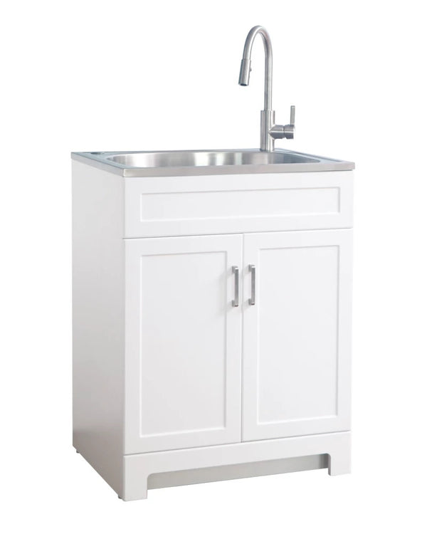 Glacier Bay All in One 25-inch Laundry Cabinet with Stainless Steel Sink