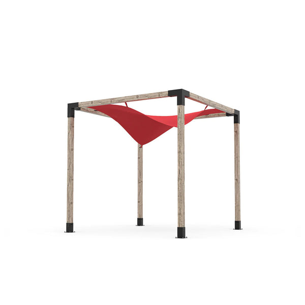 Toja Grid Pergola Kit with Waterproof Wing Top for 4x4 Wood Posts, 8' x 8' -Red